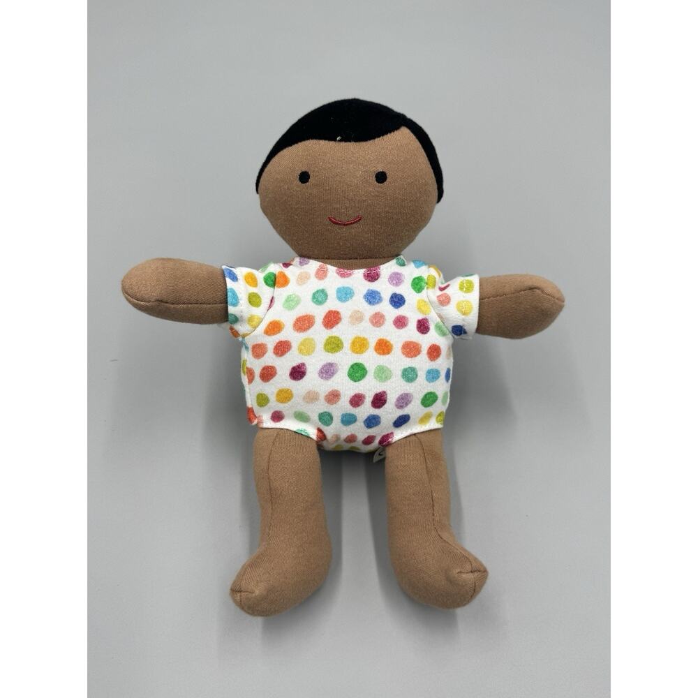 Lovevery Baby Doll Organic Cotton Plush Black Hair Tan Skin Montessori 8”